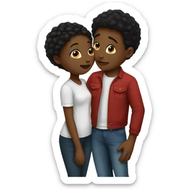Mixed boy kissing black girl  sticker