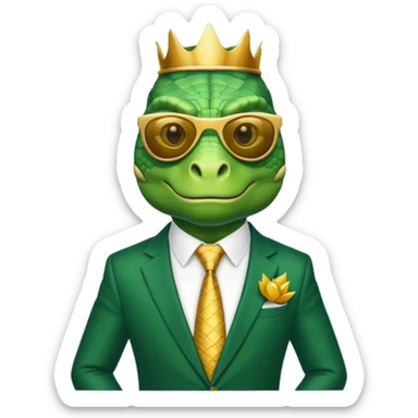 rich capitalist iguana king gold sunglasses sticker