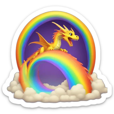 fantastic dragon coming out of a rainbow portal sticker
