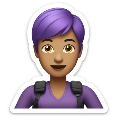 Purple short haired woman in powered wheelchair  sticker