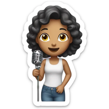 girl sing song in microphone sticker