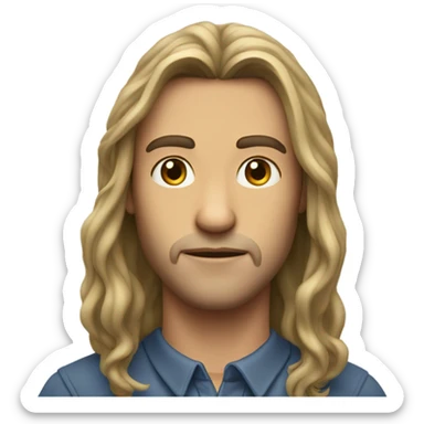 Long haired man passport photo sticker
