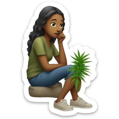 lonely girl with her weed sticker