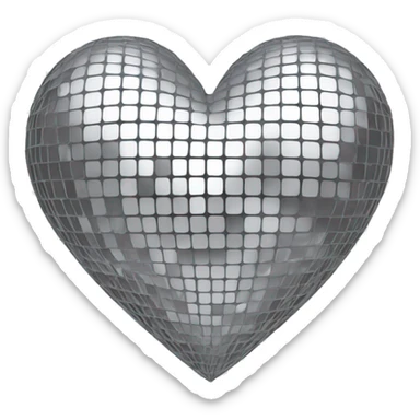 Heart Shaped discoball in Silver  sticker
