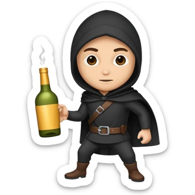 Stealing alcohol in a thief costume sticker