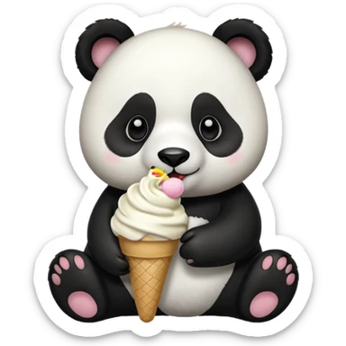 Panda eating ice cream sticker