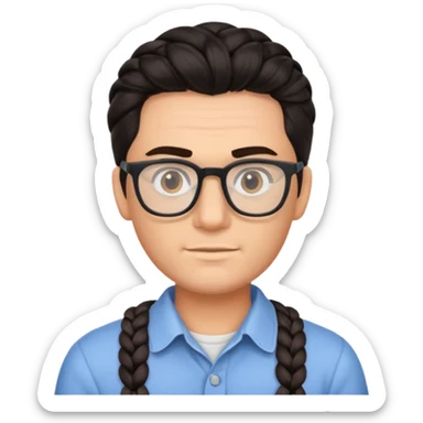 braided dark haired man with glasses sticker