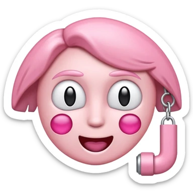 Crie um emoji de fone de ouvido branco com 2 lacinhos rosas claros sticker