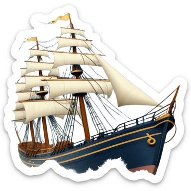 Icon for Historical Movies: Age of Great Geographical Discoveries. A vintage movie poster-style design with sailors battling a fierce storm at sea. Include crashing waves, lightning, a damaged ship, and heroic sailors gripping ropes. Intense, dramatic atmosphere. Transparent background. sticker