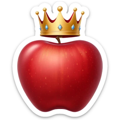fancy apple with royal crown, velvet texture, regal style sticker
