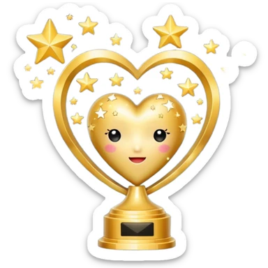 heart with K-pop trophy and stars sticker
