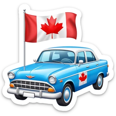 blue sedan with canadian flag and bachelorette party sign  sticker