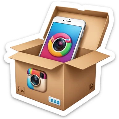 a box open with swipe files inside and instagram logo on the box sticker