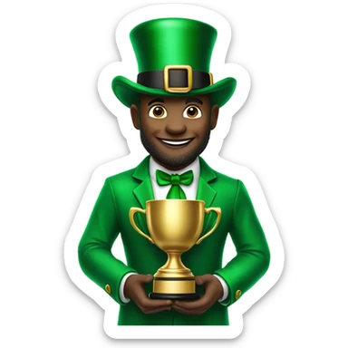 A leprechaun holding a football trophy o sticker