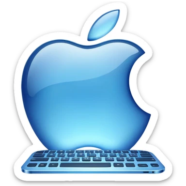 Y2K Apple computer translucent blue sticker