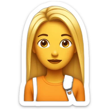 chica pelo largo naranja con tijeras sticker