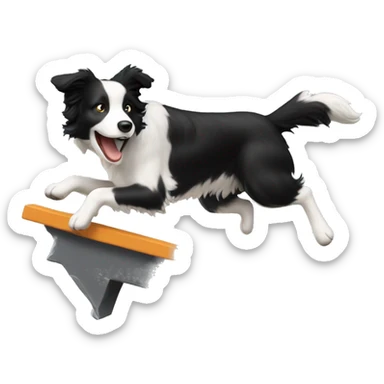 Border collie jumping over anvil sticker