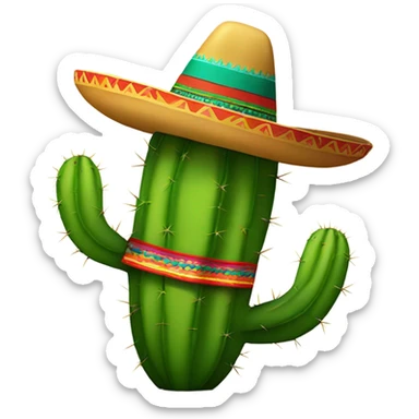 Cactus wearing a Mexican hat sticker