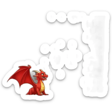 Red Dragon in castle tower sticker