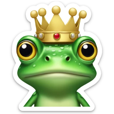 Frog wearing a crown sticker
