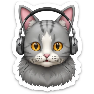 Kulaklıklı kedi sticker