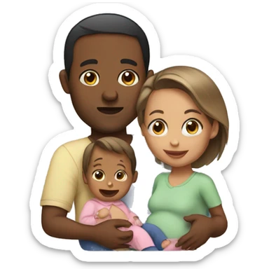 Family with toddler and baby sticker