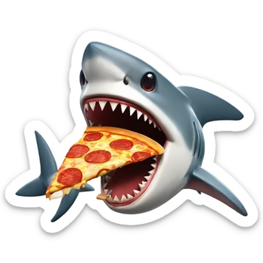 Shark eating pizza sticker