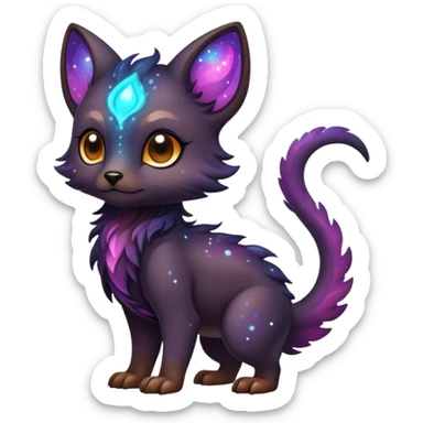 Cute cool colorful dark nebula fantasy-Fakemon-Digimon-animal-hybrid full body sticker