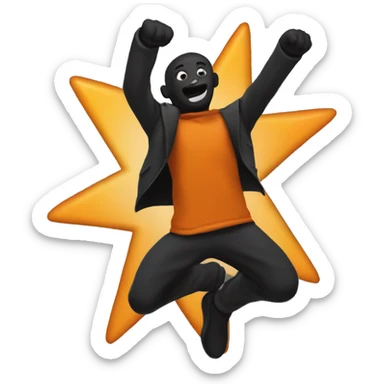 jumping star half black, half orange burnt sticker