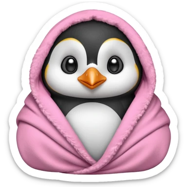 A cute penguin snuggled in a pink blanket  sticker