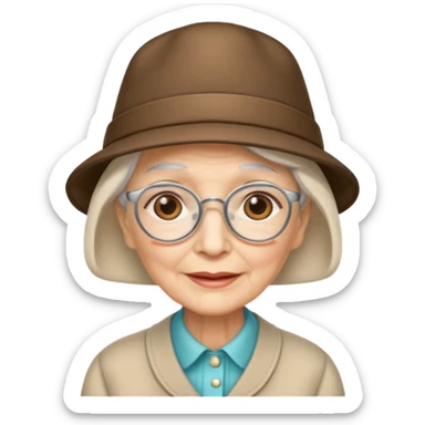 elderly women with hats with optical sticker