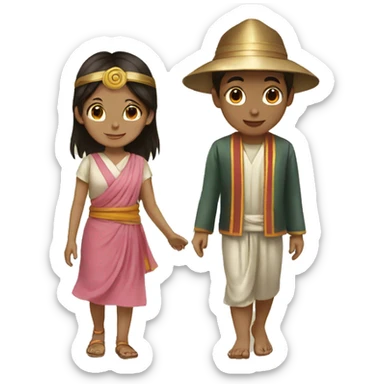A girl and a boy going temple  sticker
