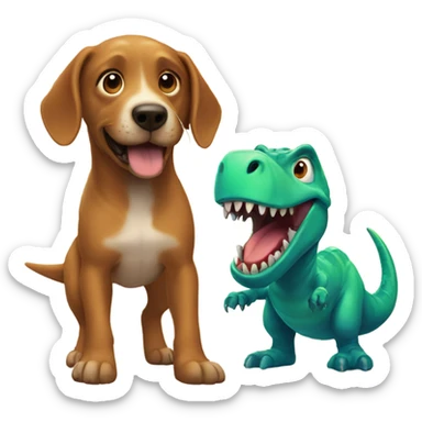 Dog and dinosaur  sticker