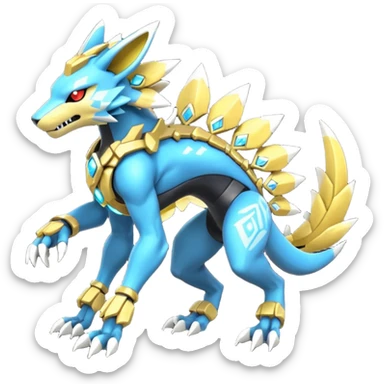 Mechanical Zeraora-Vernid-Primagen-Protogen-Fakémon-Pokémon-creature-fusion (full body) sticker