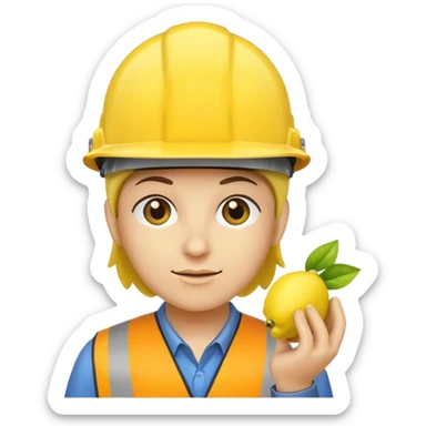 a hardhat with a lemon on the hard hat sticker