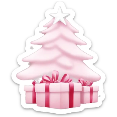 Light pink Christmas gifts under a white Christmas tree  sticker