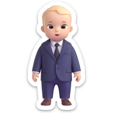 adorable baby mafia boss in oversized suit sticker