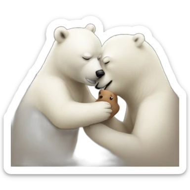 a brown bear kissing polar bear sticker
