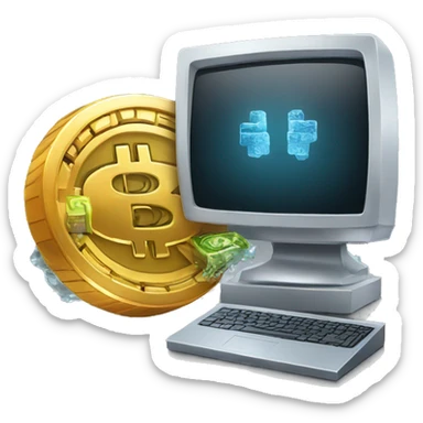 cold computer with the bitcoin on the screen sticker