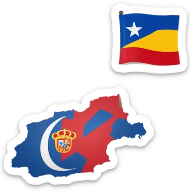 cuba map and flag of spain sticker