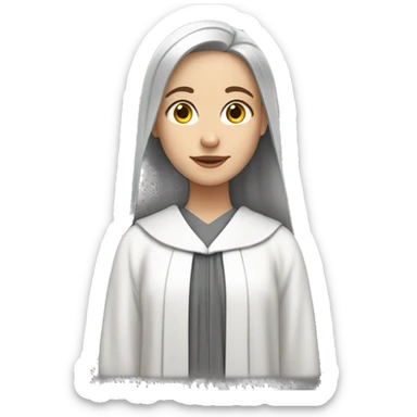 White girl standing in grey choir robe sticker