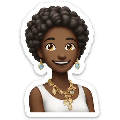 smiling girl with jewelry indoors sticker