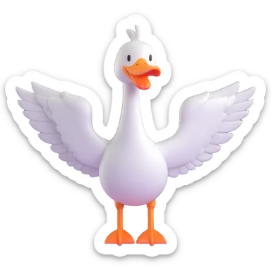 goose with wings fully extended in t pose sticker