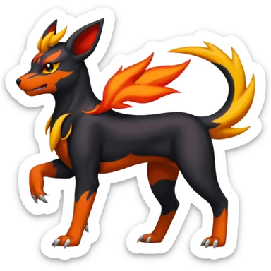 
Canine-Litten-Houndoom-Amaura-Salandit-Noibat-Flareon-Fakémon-fusion (full body) sticker