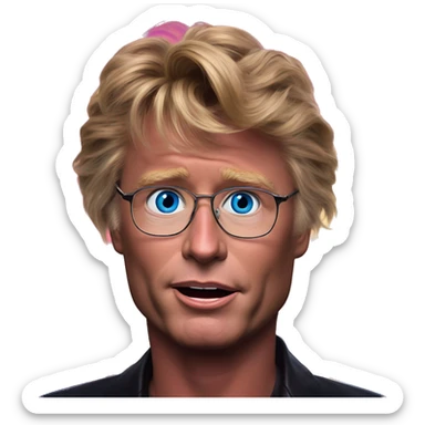 Synthwave Donald in Sarah Palin style, oil paint, epic eyes, intricate lips, exquisite pose, beautiful, desirable, logical, Midsommar  sticker