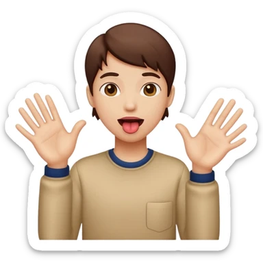 Tongue out with hands to the side sticker