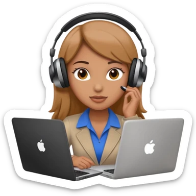 super busy female with laptop and headphones do not disturb sticker