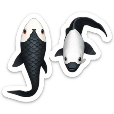 black koi fish and white koi fish sticker