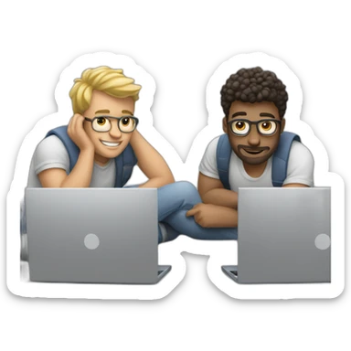 3 guys with laptops sticker