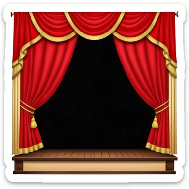 theater, red curtains , wooden stage sticker